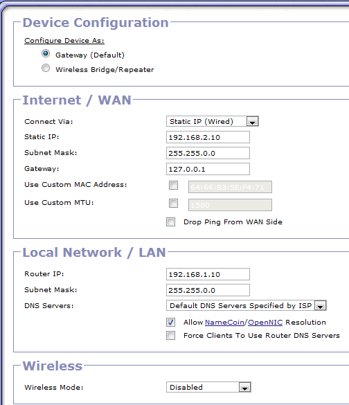 router settings