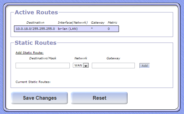 Default route table on Gargoyle